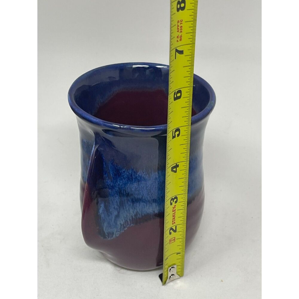 Neher Pottery Hand Warmer Coffee Cup Right Hand Handmade Signed Brown/Blue 2023. - Picture 8 of 8